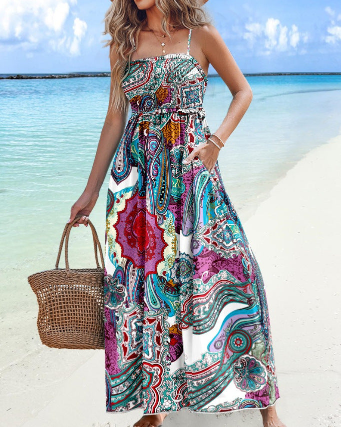 Robe maxi sans manches pour femmes avec design abstrait Chic und Stil