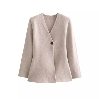 Dames élégante cardigan en tricot avec coupe asymétrique et détail de bouton Chic und Stil