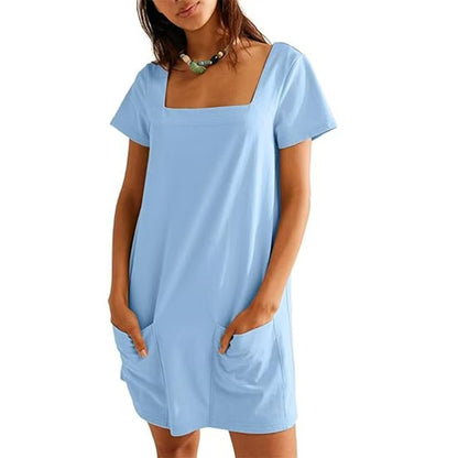 Robe de loisirs pour femmes avec décolleté carré et poches pratiques Chic und Stil