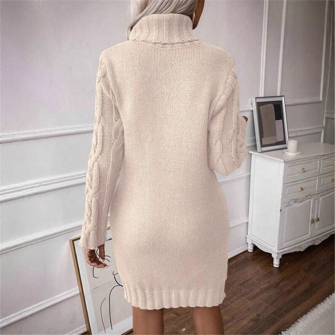 Robe en tricot pour femmes avec col montant et motif en relief Chic und Stil