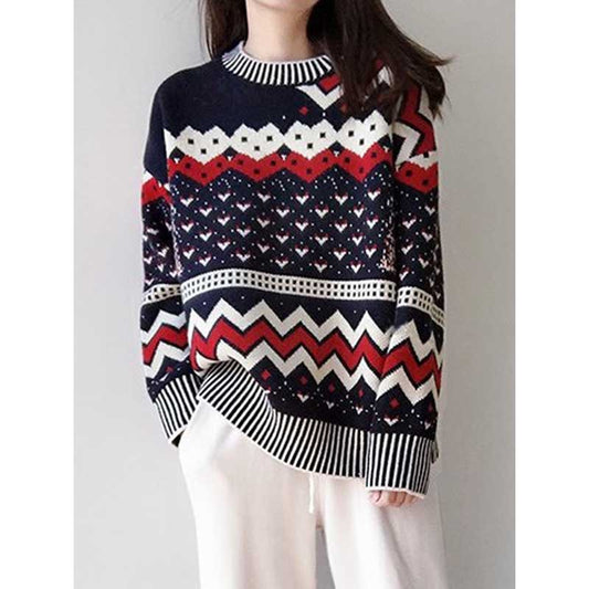 Pull en tricot à motif géométrique Chic und Stil pour femmes
