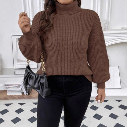 Dames Pull chunky confortable avec col roulé et tricot texturé Chic und Stil