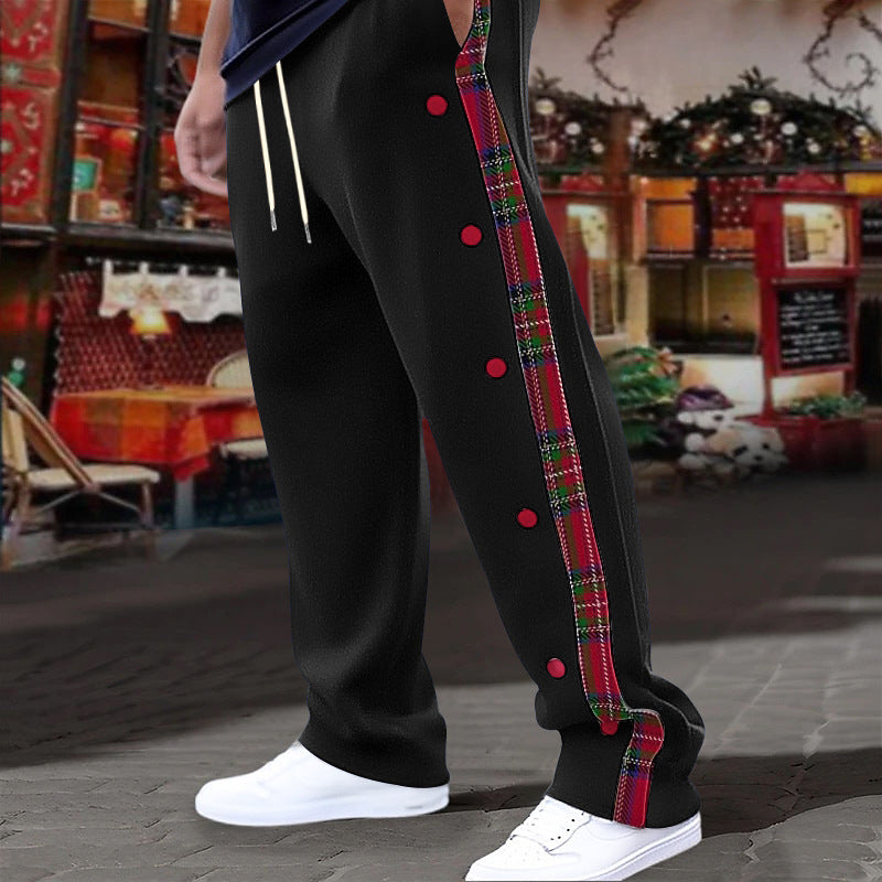 Pantalon de loisir sportif pour hommes avec boutons latéraux et motif à carreaux Chic und Stil