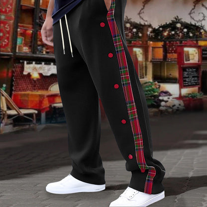 Pantalon de loisir sportif pour hommes avec boutons latéraux et motif à carreaux Chic und Stil