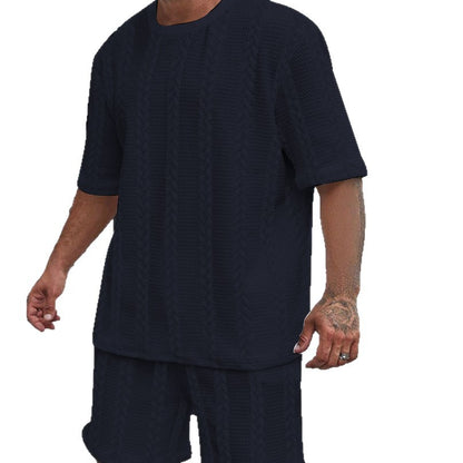 Hommes ensemble en tricot confortable avec haut court et shorts Chic und Stil