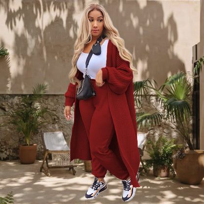 Dame Long cardigan en maille avec motif structuré et front ouvert Chic und Still