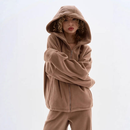 Dame Veste en polaire avec haute fermeture éclair et manches larges Chic und Stil