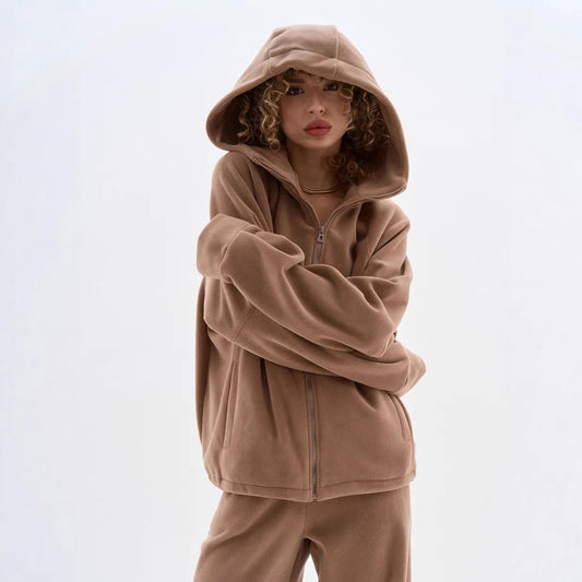 Dame Veste en polaire avec haute fermeture éclair et manches larges Chic und Stil