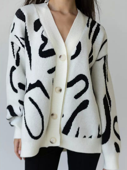 Dames cardigan en tricot doux avec motif graphique moderne Chic und Stil