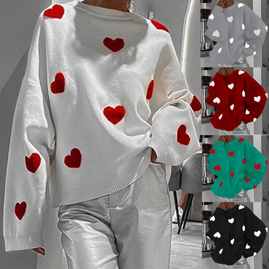 Pull femme avec motifs en forme de cœur et coupe décontractée Chic und Stil