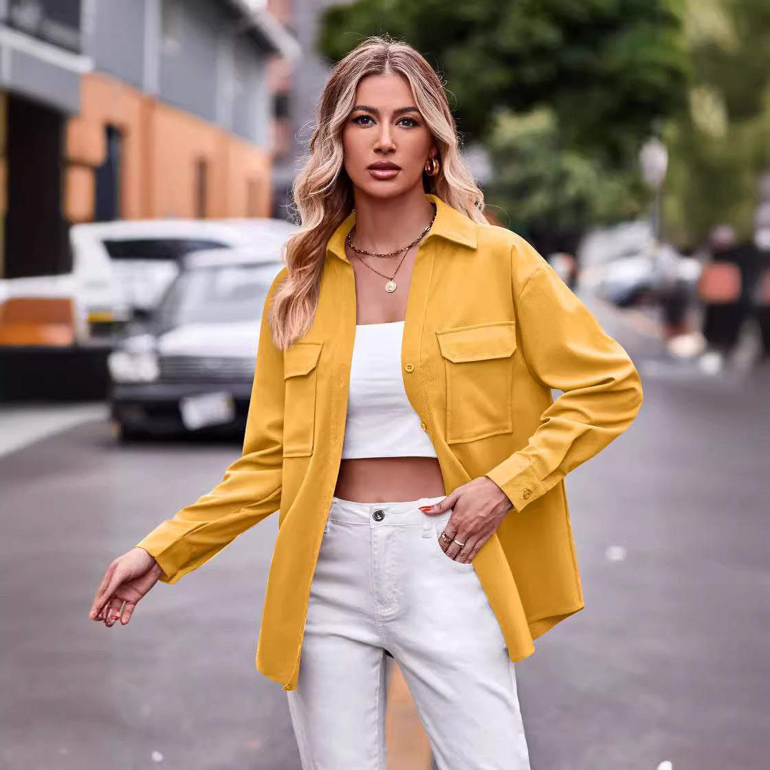 Chemise blouse décontractée pour femmes avec poches poitrine pratiques et coupe décontractée Chic und Stil