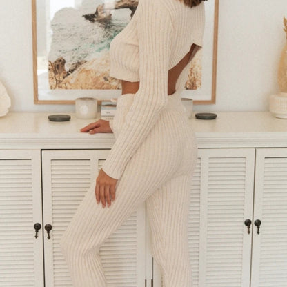 Dames Tendance Crop Pull Tricot avec Cordon Chic und Stil