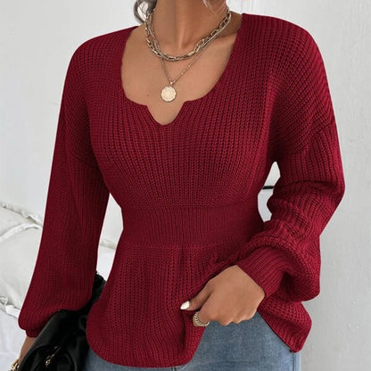Pull en tricot féminin à la mode avec un matériau doux et un charmant décolleté en V Chic und Stil