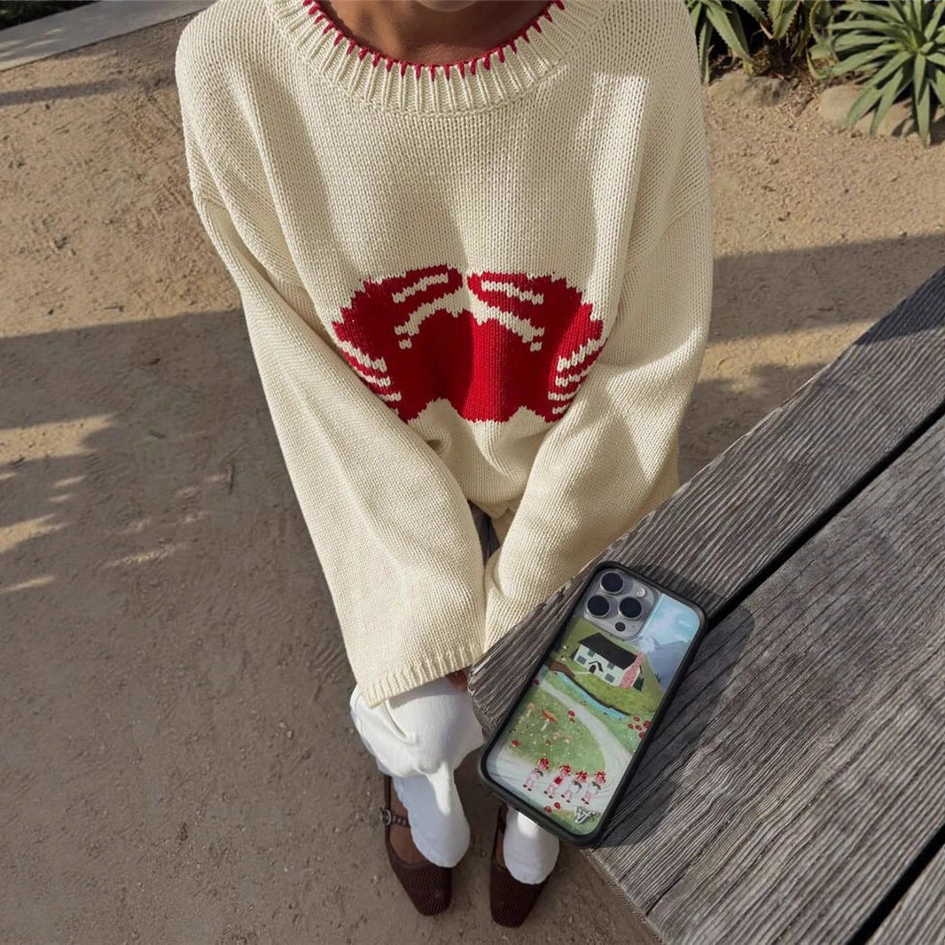 Pull en tricot pour femmes avec un design de créature grimpante Chic und Stil