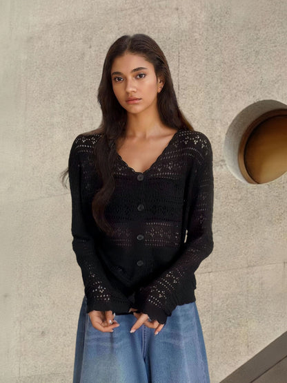 Dames gilet en tricot léger avec un joli motif ajouré Chic und Stil