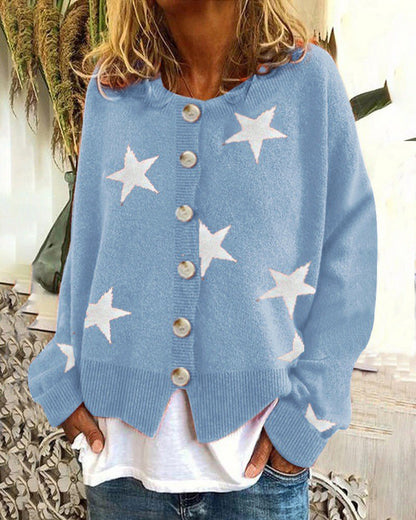 Knitted jacket for women with star pattern Chic und Stil