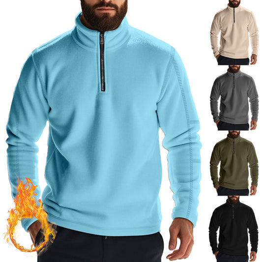 Pull en polaire pour hommes avec col montant et fermeture éclair Chic und Stil