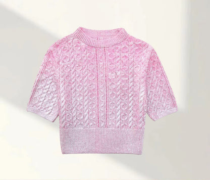 Pull en laine court pour femmes avec motif torsadé raffiné et coupe décontractée Chic und Stil