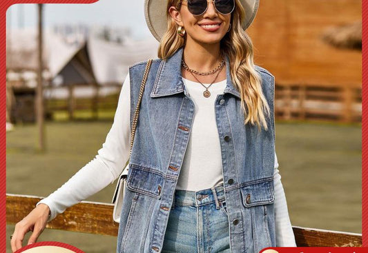 Veste en denim pour femmes au style oversize décontracté avec des poches pratiques Chic und Stil