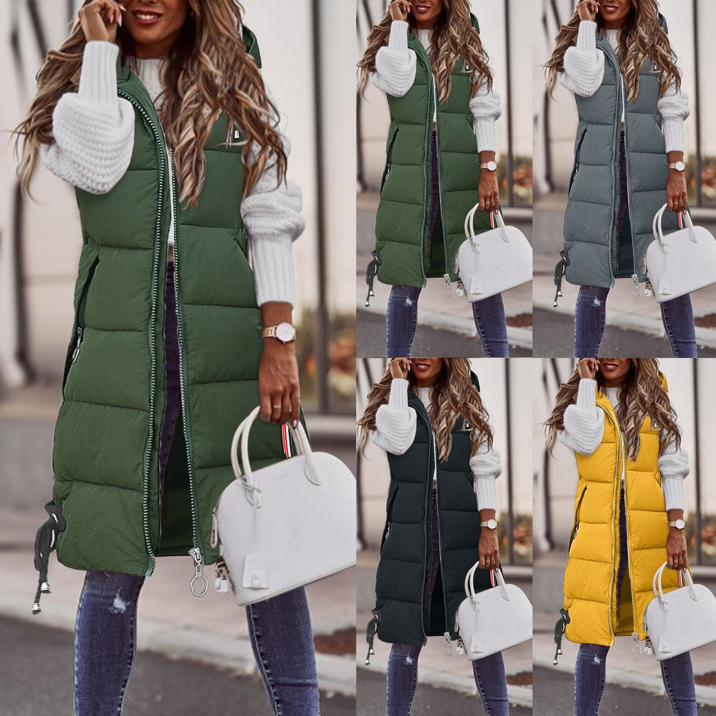 Dames Gilets mode matelassé avec poches pratiques et cordon élastique ajustable Chic und Stil