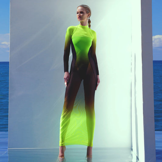Dames Élégante et ajustée robe de sport avec col haut Chic und Stil