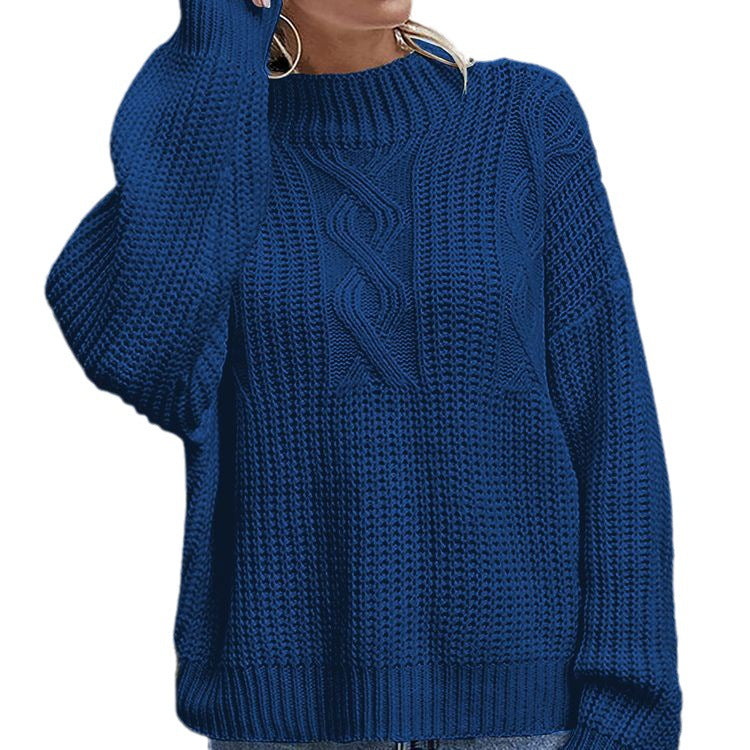 Pull en grosse maille pour femmes avec design en torsades et col montant Chic und Stil
