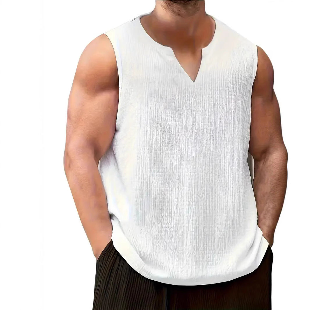 T-shirt sans manches pour hommes avec design texturé et col en V Chic und Stil