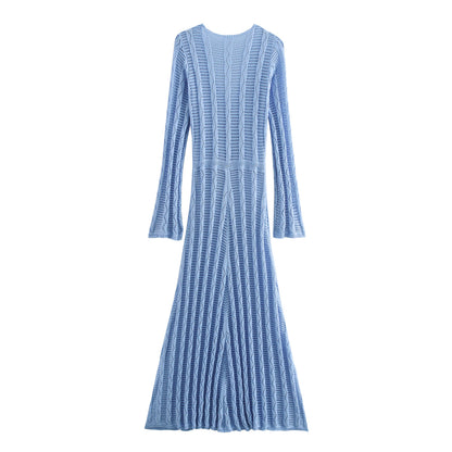Robe maxi pour femmes avec un motif au crochet raffiné et des manches élégantes Chic und Stil
