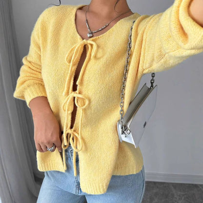 Pull en tricot oversize pour femmes avec détail de lacet décoratif Chic und Stil