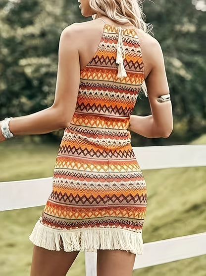 Robe d'été pour femmes avec ourlet en crochet et motif ethnique Chic und Stil