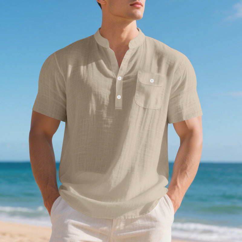 Chemise à manches courtes à la mode pour hommes avec boutonnière et poche poitrine Chic und Stil