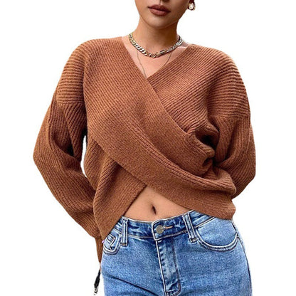 Pull-over à nouer pour femmes avec un design en maille texturée et des manches larges Chic und Stil