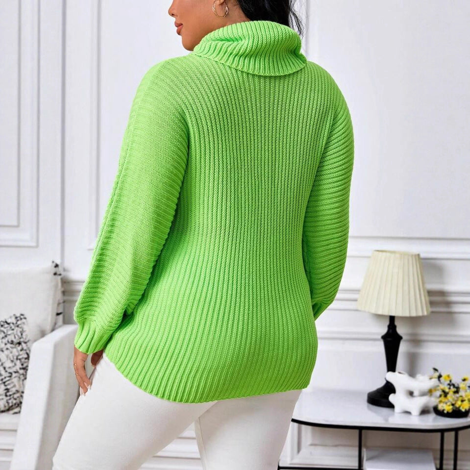 Pull en tricot décontracté pour femmes avec col haut et motif de tresse original Chic und Stil