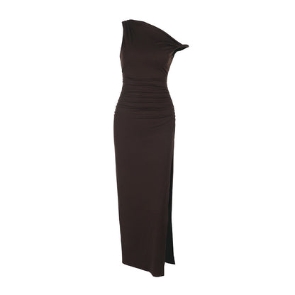Robe maxi asymétrique à une épaule Chic und Stil pour femmes