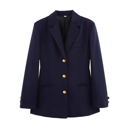 Blazer à carreaux pour femmes avec détails de boutons dorés Chic und Stil