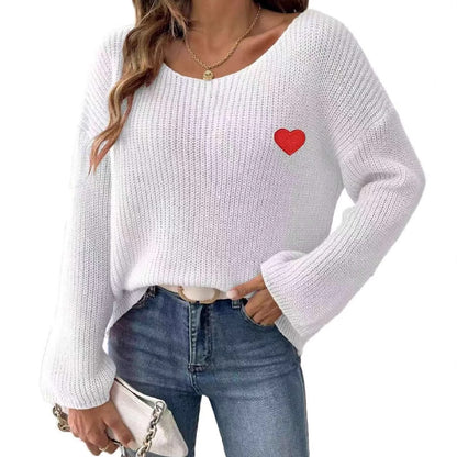 Dames Pull en maille décontracté avec application en forme de cœur Chic und Stil