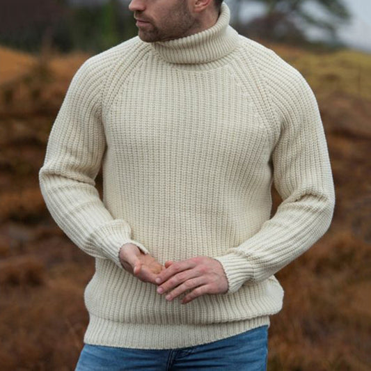 Pull homme en grosse maille avec col roulé repliable Chic und Stil