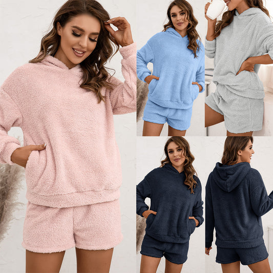 Women's Fleece Hoodie Set and Chic Shorts