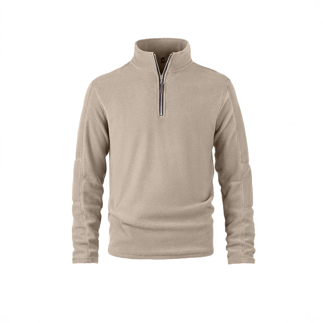 Fleece pullover for men with a high collar and practical zip details Chic and Style