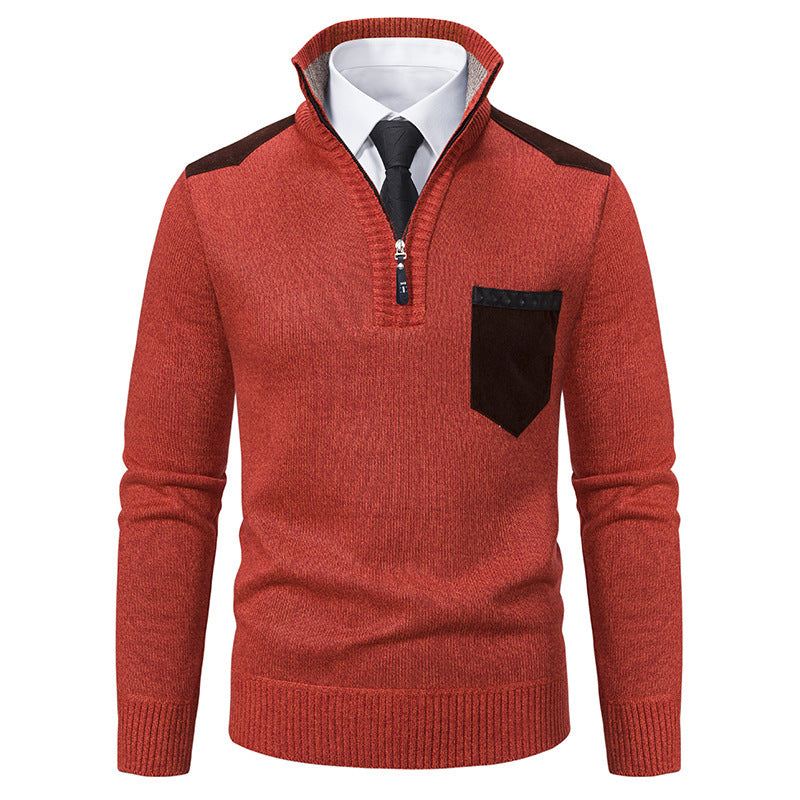 Fashionable men's pullover with short zipper and elegant details Chic and Style