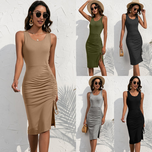 Robe froncée pour femmes avec détail de lacet sur le côté Chic und Stil