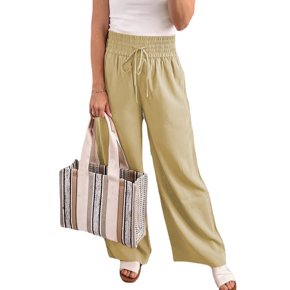 Wide palazzo pants for ladies with elastic waistband and practical pockets Chic and Style