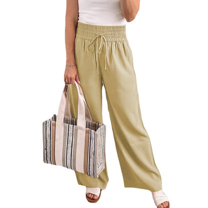 Wide palazzo pants for ladies with elastic waistband and practical pockets Chic and Style