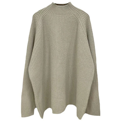 Pull en tricot surdimensionné pour femmes avec col montant et fine structure en côtes Chic und Stil