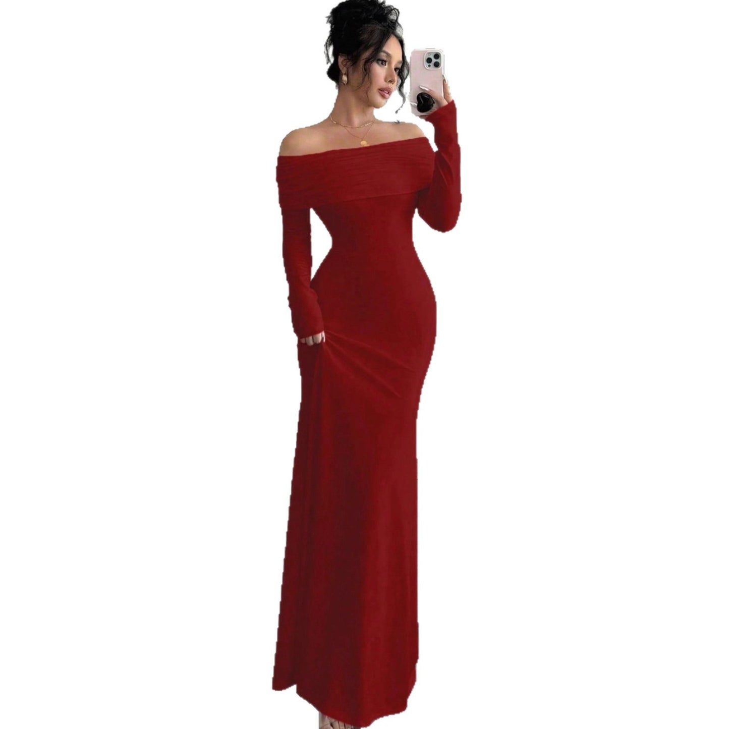Robe maxi élégante sans épaule pour femmes avec des détails raffinés au dos Chic und Stil