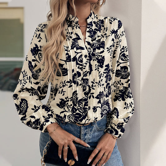 Chemisier pour femmes avec motif floral et plis décoratifs Chic und Stil