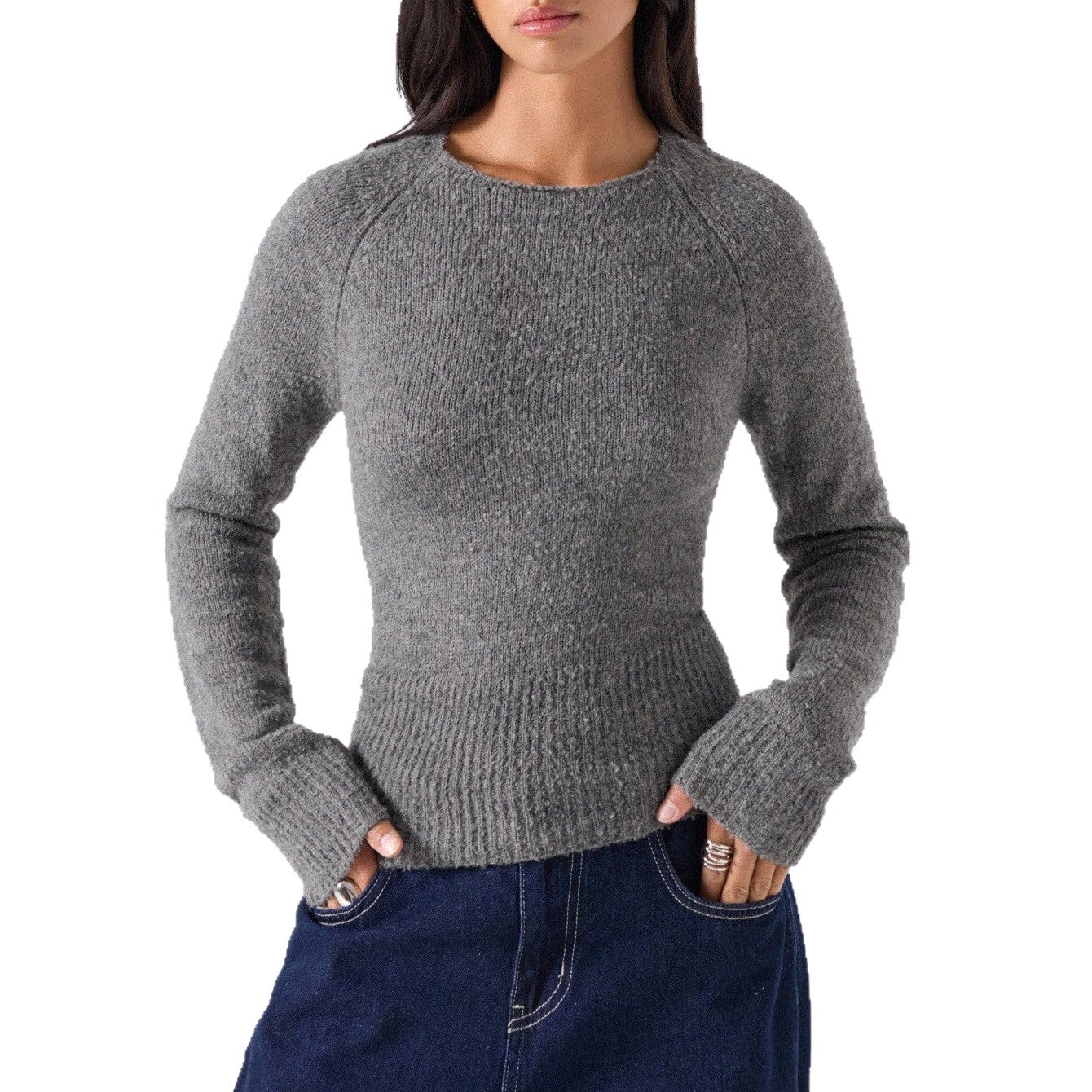 Pull en tricot pour femmes avec ourlet côtelé et coupe confortable Chic und Stil
