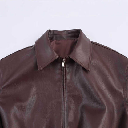 Damen trendige cropped Kunstlederjacke Chic und Stil