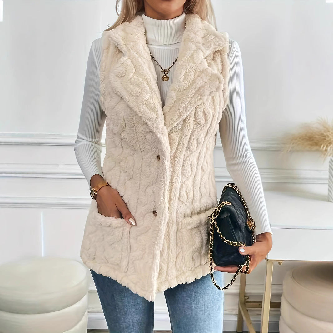 Dames Gilet Douillet avec Col Élégant Chic und Stil