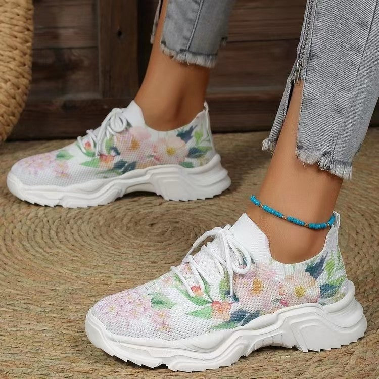 Baskets féminines à la mode avec design floral et semelle rembourrée Chic und Stil